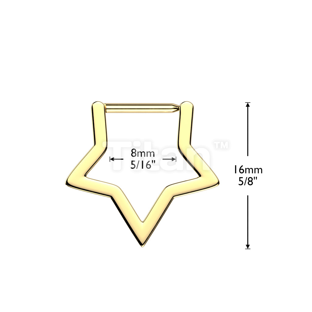 Implant Grade Titanium Hinged Hollow Star Segment Hoop Ring With Straight Bar  - Image 4