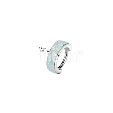 Titanium Hinged Segment Hoop Ring Lined With Wide Outward Facing Opal - Image 3