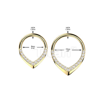 Implant Grade Titanium Hinged CNC CZ Pave Teardrop Segment Hoop Ring - Image 6