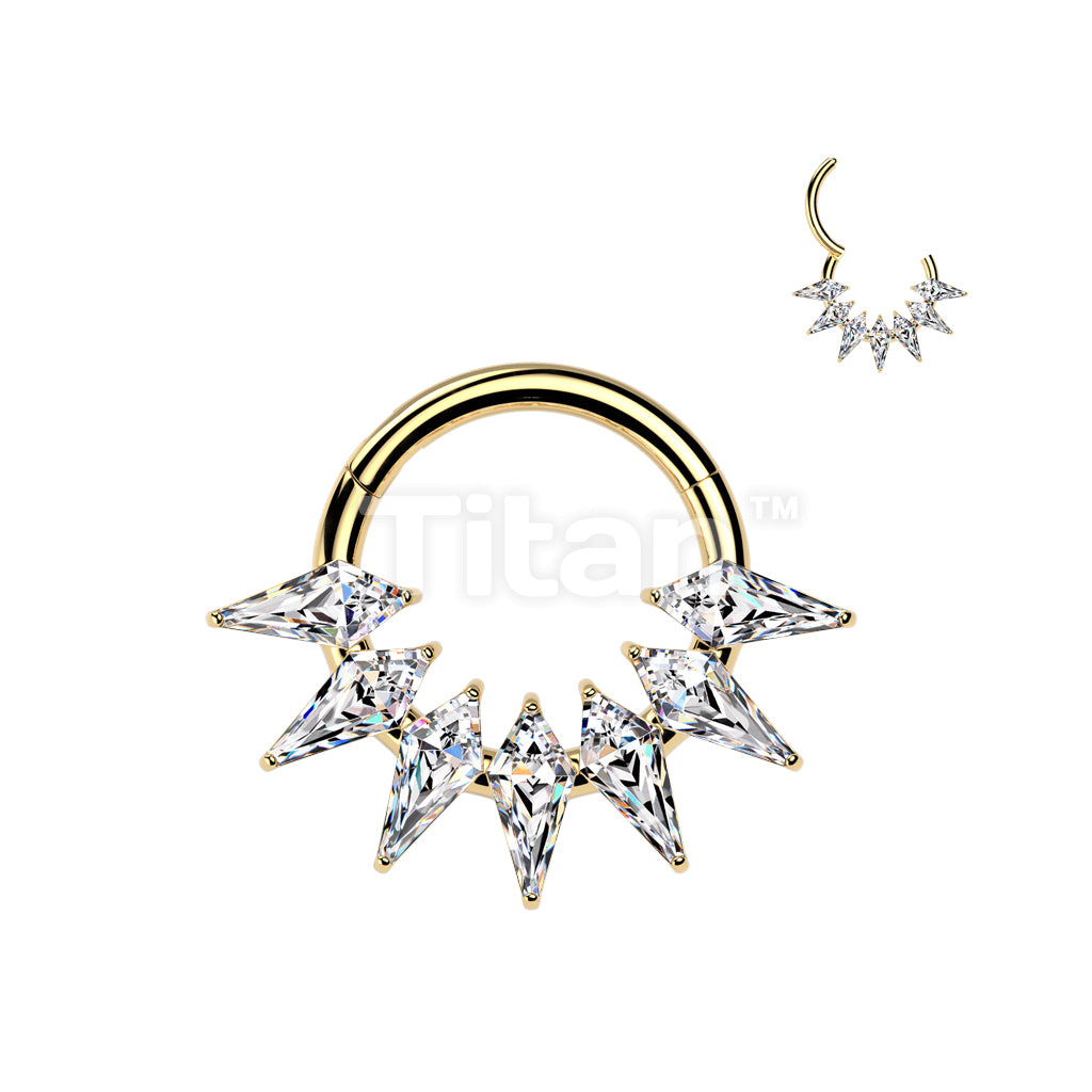 Implant Grade Titanium Hinged Spear CZ Fan Segment Hoop Ring - Image 2
