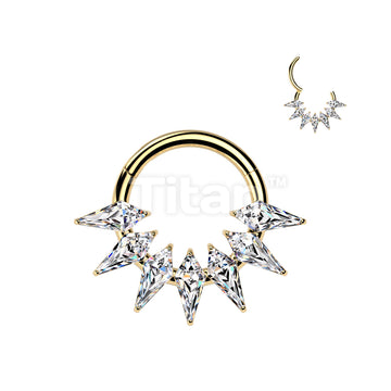 Implant Grade Titanium Hinged Spear CZ Fan Segment Hoop Ring - Image 2