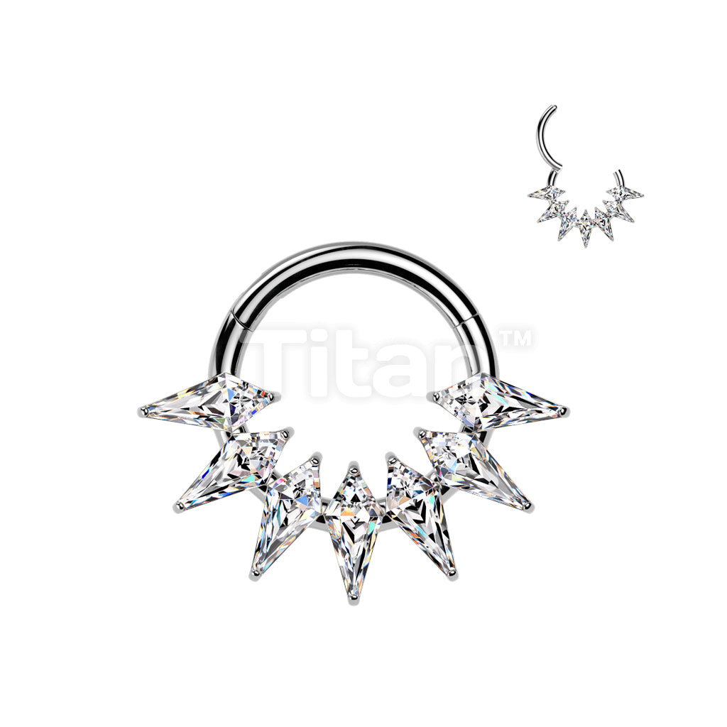 Implant Grade Titanium Hinged Spear CZ Fan Segment Hoop Ring - Image 3