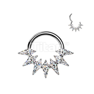 Implant Grade Titanium Hinged Spear CZ Fan Segment Hoop Ring - Image 3