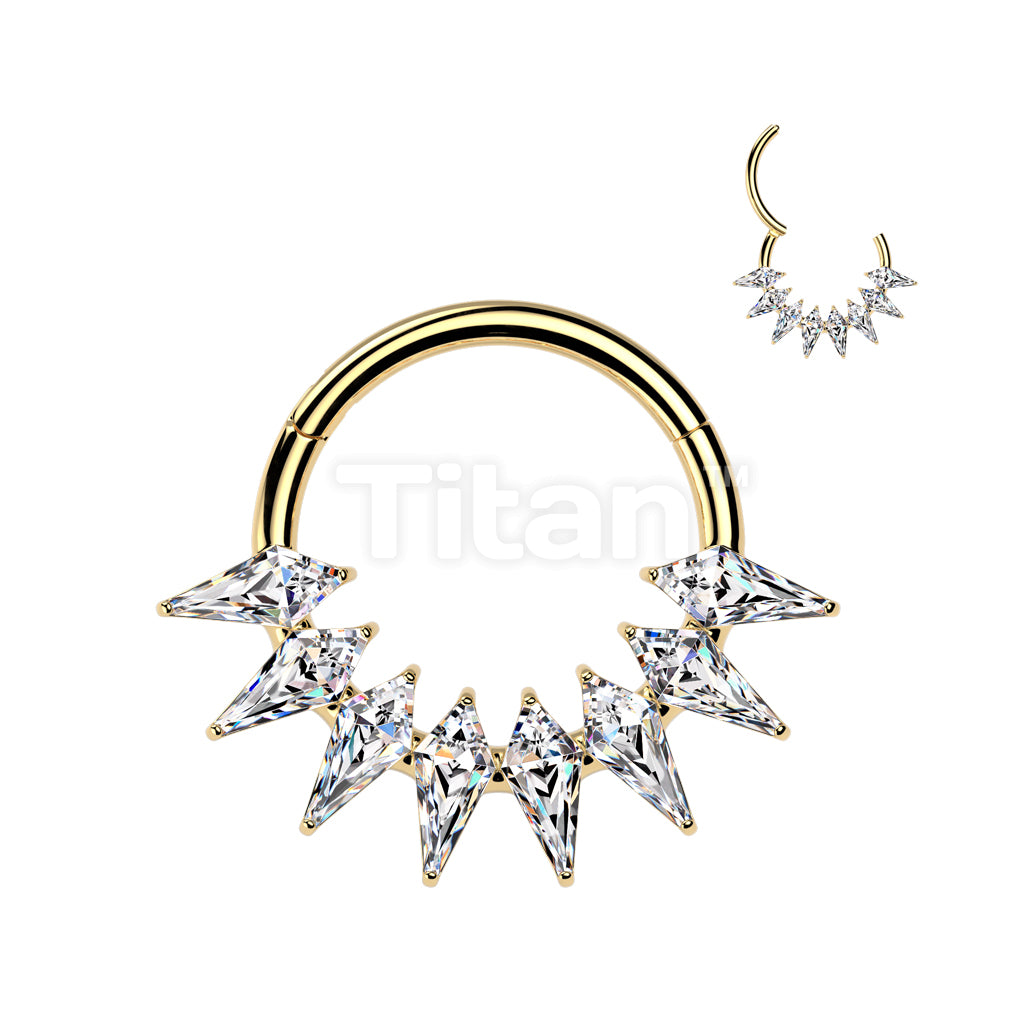 Implant Grade Titanium Hinged Spear CZ Fan Segment Hoop Ring - Image 4