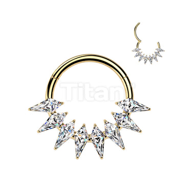 Implant Grade Titanium Hinged Spear CZ Fan Segment Hoop Ring - Image 4