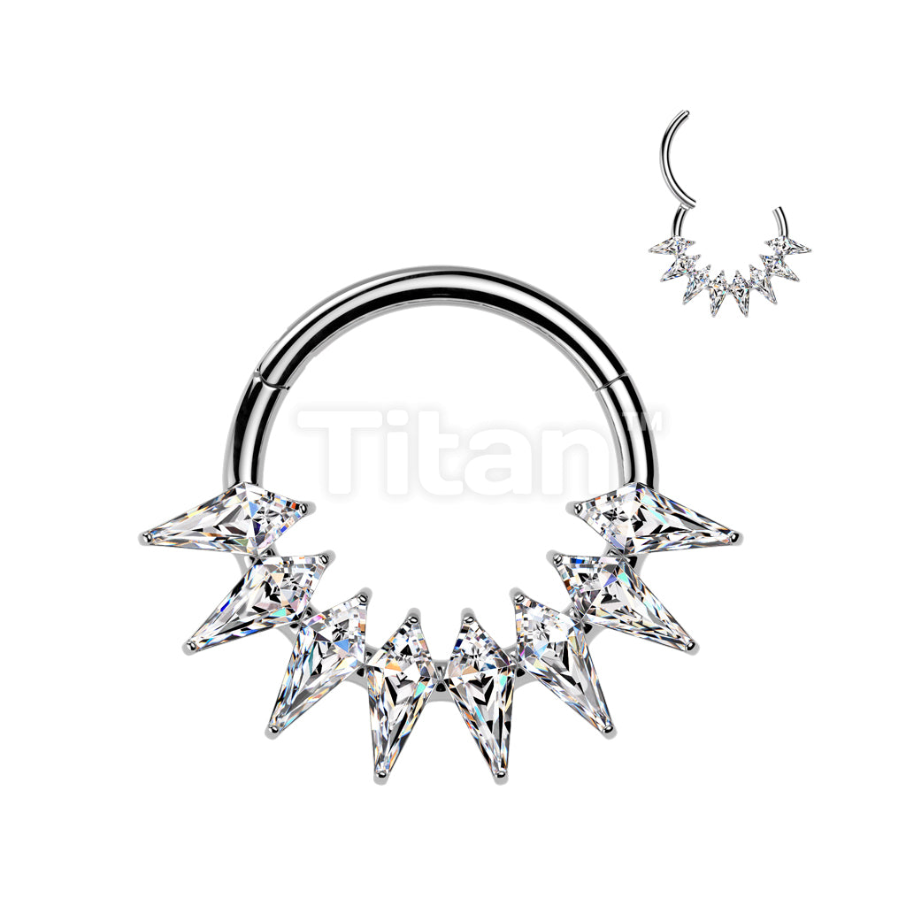 Implant Grade Titanium Hinged Spear CZ Fan Segment Hoop Ring - Image 5