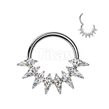 Implant Grade Titanium Hinged Spear CZ Fan Segment Hoop Ring - Image 5