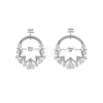Titanium Hinged Zigzag Segment Hoop Ring With Upside Down Heart and Round CZ - Image 6