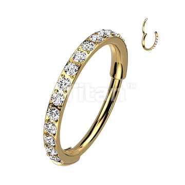 Implant Grade Titanium Hinged Segment Hoop Ring With Outward Facing Pave CZs for the Nose, Ear and More - Image 4