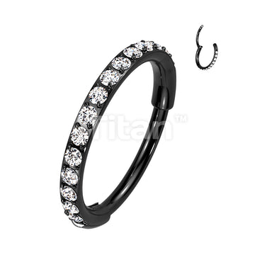 Implant Grade Titanium Hinged Segment Hoop Ring With Outward Facing Pave CZs for the Nose, Ear and More - Image 6