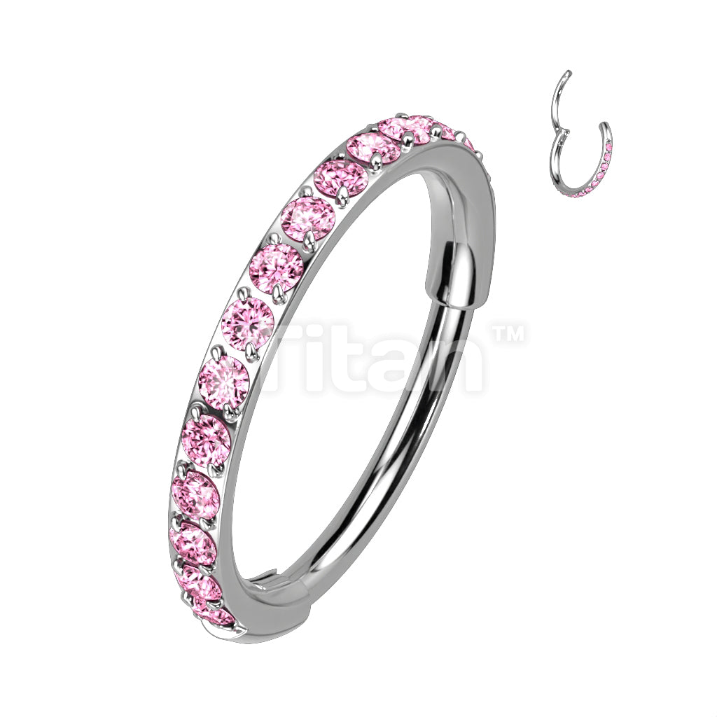 Implant Grade Titanium Hinged Segment Hoop Ring With Outward Facing Pave CZs for the Nose, Ear and More - Image 7