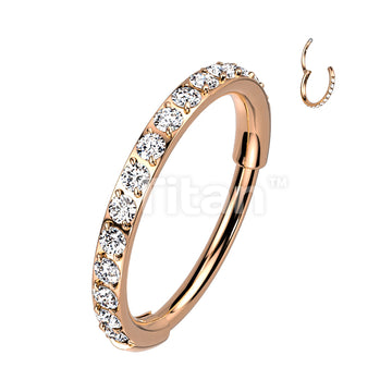 Implant Grade Titanium Hinged Segment Hoop Ring With Outward Facing Pave CZs for the Nose, Ear and More - Image 10