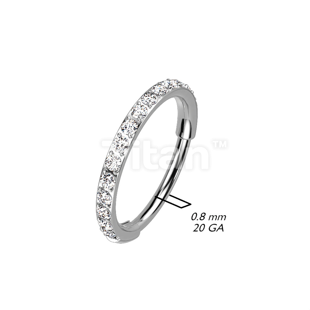 Implant Grade Titanium Hinged Segment Hoop Ring With Outward Facing Pave CZs for the Nose, Ear and More - Image 11
