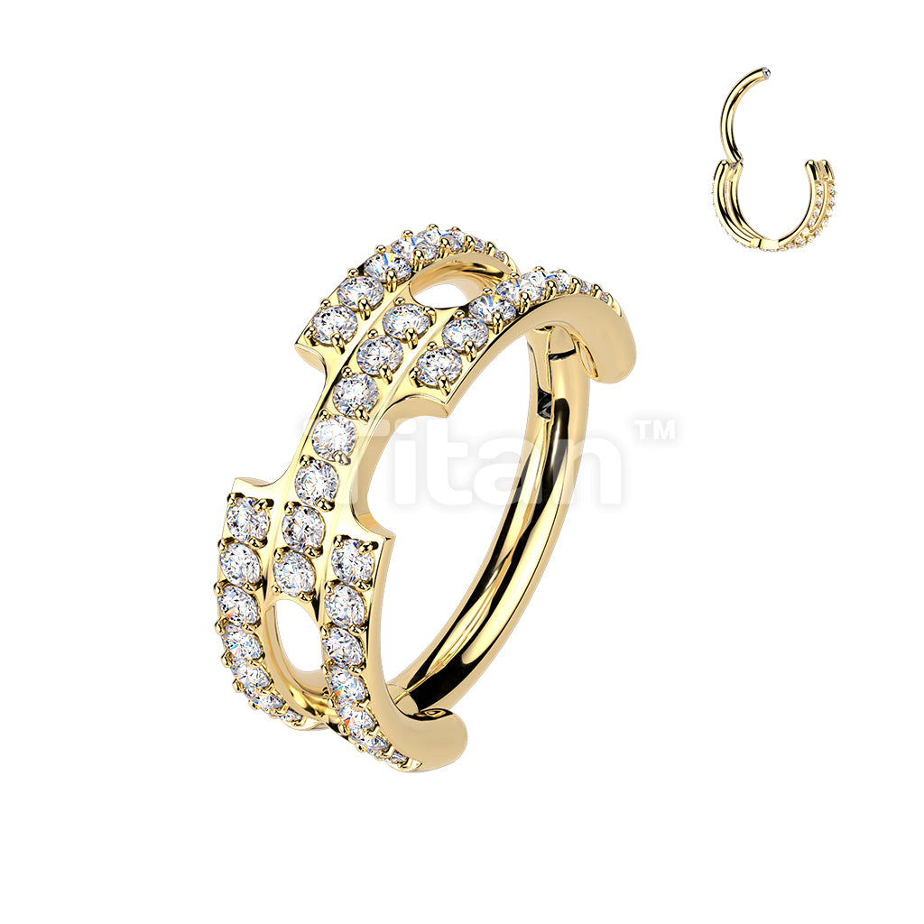 Titanium Hinged Chain Link Segment Hoop Ring With Pave CNC Set CZ - Image 2
