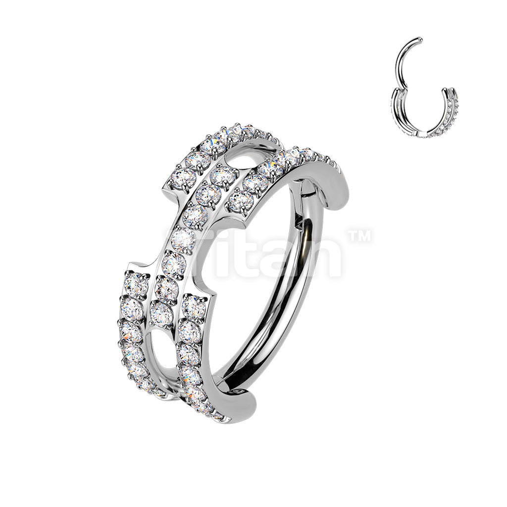 Titanium Hinged Chain Link Segment Hoop Ring With Pave CNC Set CZ - Image 3