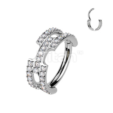 Titanium Hinged Chain Link Segment Hoop Ring With Pave CNC Set CZ - Image 3