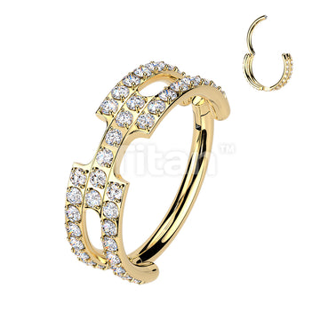Titanium Hinged Chain Link Segment Hoop Ring With Pave CNC Set CZ - Image 4