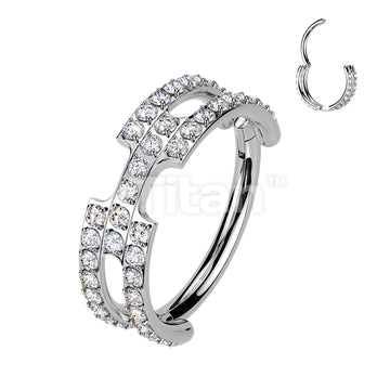 Titanium Hinged Chain Link Segment Hoop Ring With Pave CNC Set CZ - Image 5