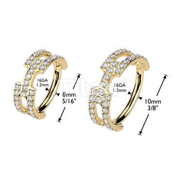 Titanium Hinged Chain Link Segment Hoop Ring With Pave CNC Set CZ - Image 6