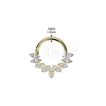 Titanium Hinged Segment Hoop Ring With Marquise CZ and Round CNC Set CZ Fan - Image 4