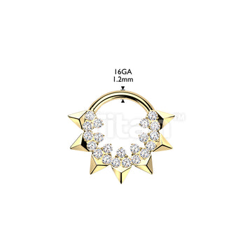 Titanium Hinged Segment Hoop Ring With Spikes and Round CNC Set CZ - Image 4