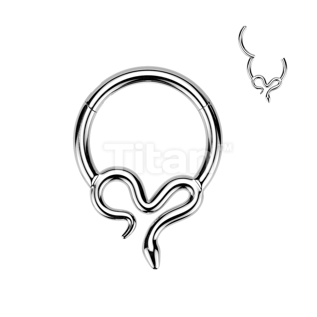 Titanium Hinged Segment Hoop Ring With Slithering Snake - Image 3