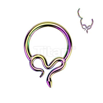 Titanium Hinged Segment Hoop Ring With Slithering Snake - Image 4