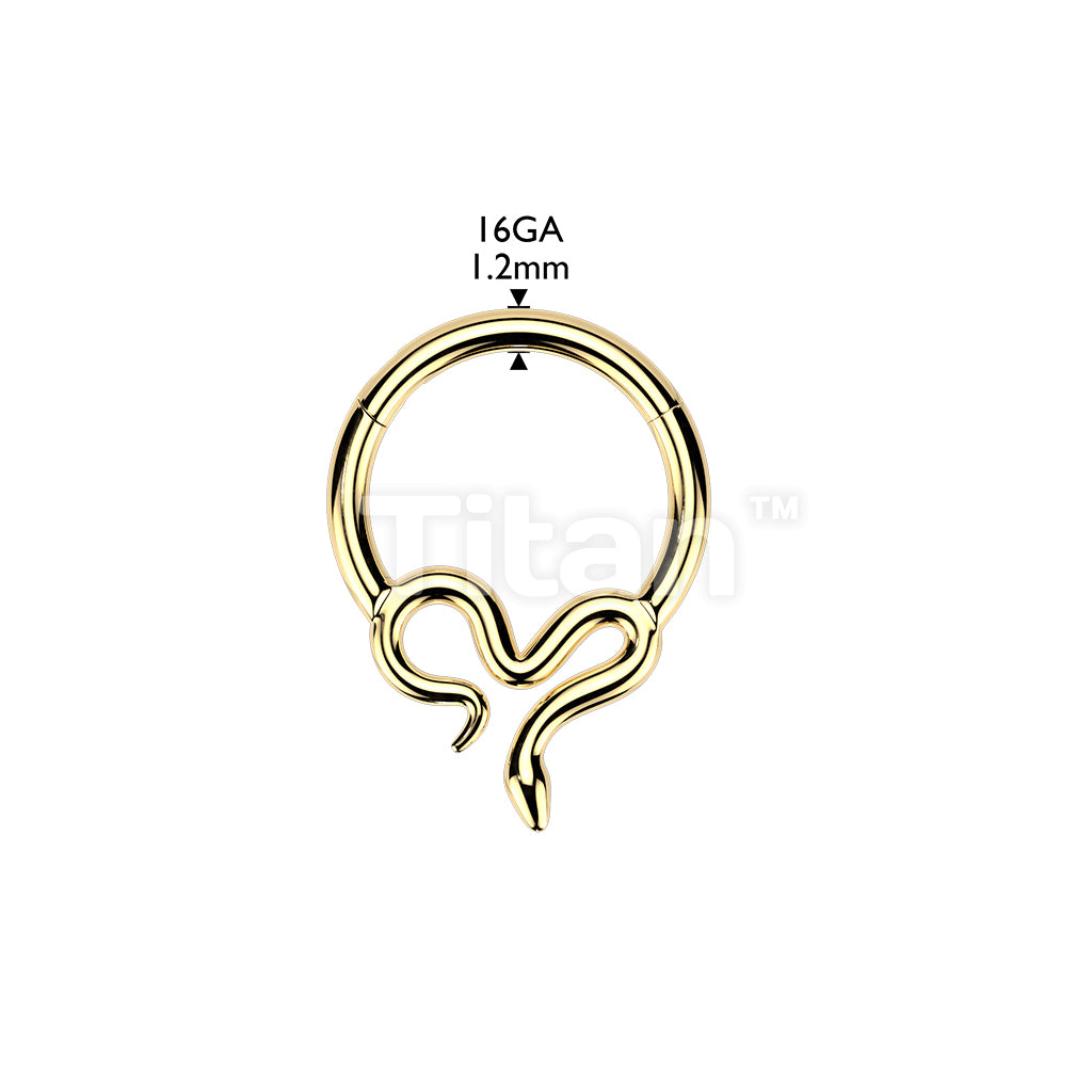 Titanium Hinged Segment Hoop Ring With Slithering Snake - Image 5