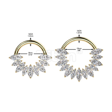 Titanium Hinged Marquise CZ Fan Segment Hoop Ring - Image 6