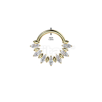 Titanium Hinged Segment Hoop Ring With Marquise CZ Fan  - Image 4