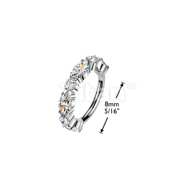 Titanium Hinged Outward Facing Marquise and Round CZ Segment Hoop Ring - Image 4