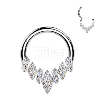 Titanium Mixed CZ Fan Hinged Clicker Segment Hoop Ring - Image 2