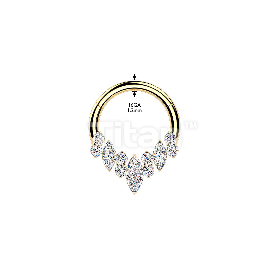 Titanium Mixed CZ Fan Hinged Clicker Segment Hoop Ring - Image 4