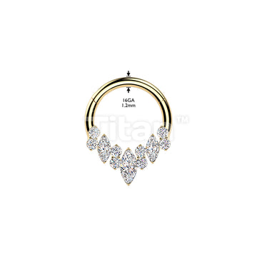 Titanium Mixed CZ Fan Hinged Clicker Segment Hoop Ring - Image 4