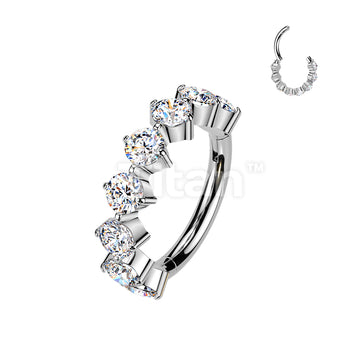 Titanium Outward Facing 8 Round CZ Hinged Segment Hoop Ring - Image 2