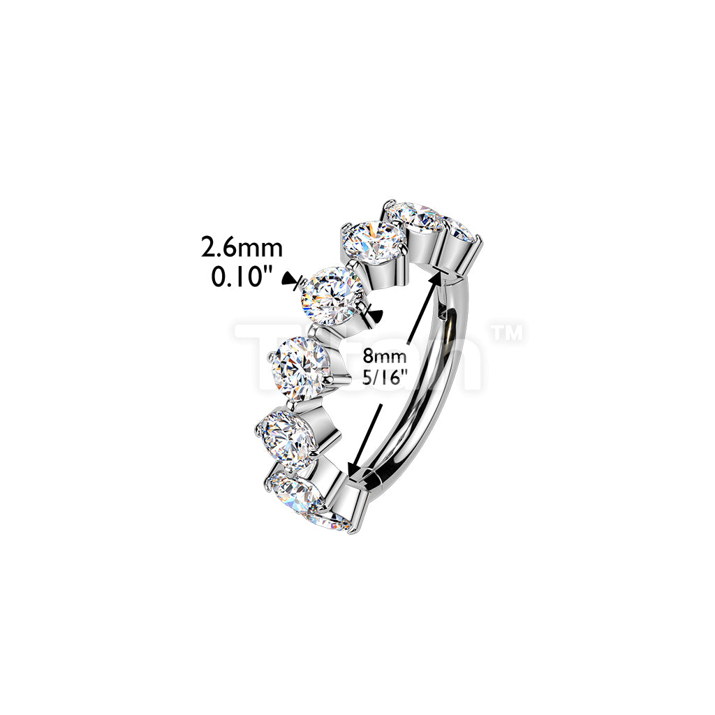 Titanium Outward Facing 8 Round CZ Hinged Segment Hoop Ring - Image 4