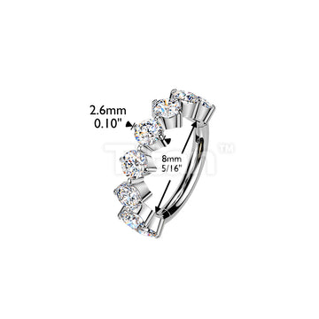 Titanium Outward Facing 8 Round CZ Hinged Segment Hoop Ring - Image 4