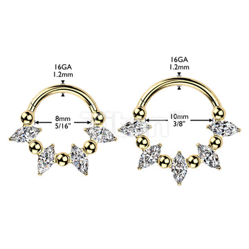Titanium Hinged Segment Hoop Ring With Marquise CZ And Balls In Between - Image 6