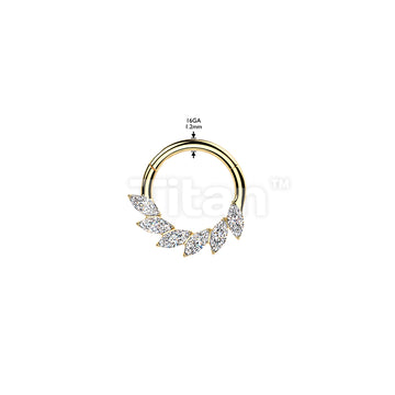 Titanium Hinged Segment Hoop Ring With Marquise CZ Swirl Fan - Image 4