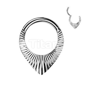 Titanium Teardrop Shaped Hinged Segment Hoop Ring With Diamond Cuts - Image 3