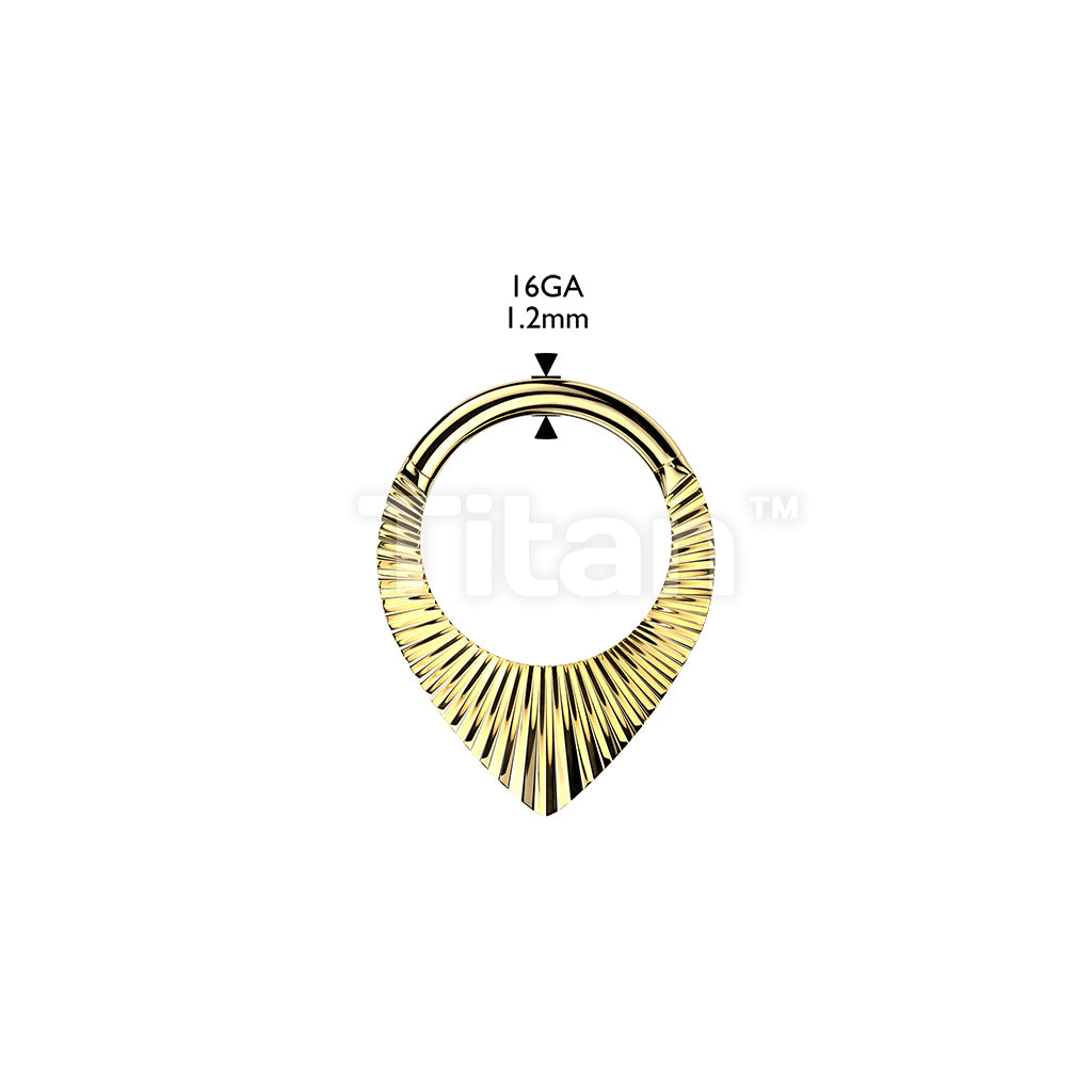 Titanium Teardrop Shaped Hinged Segment Hoop Ring With Diamond Cuts - Image 4