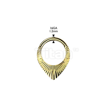 Titanium Teardrop Shaped Hinged Segment Hoop Ring With Diamond Cuts - Image 4