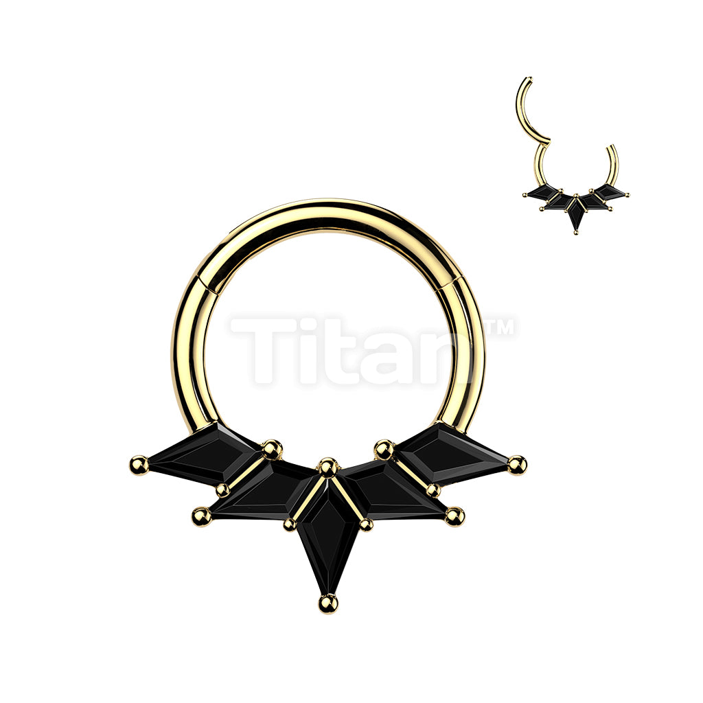 Titanium Hinged Segment Hoop Ring With Kite CZ Fan - Image 3