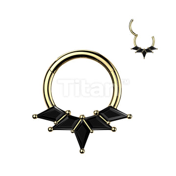 Titanium Hinged Segment Hoop Ring With Kite CZ Fan - Image 3