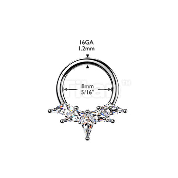 Titanium Hinged Segment Hoop Ring With Kite CZ Fan - Image 4
