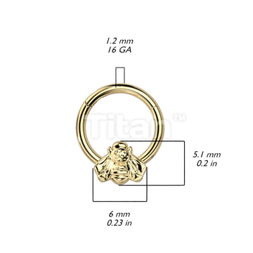 Implant Grade Titanium Hinged Segment Hoop Ring With Forward Facing Bee - Image 4