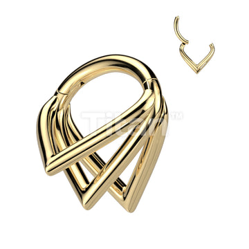 Implant Grade Titanium Hinged Segment Hoop Ring With Triple Pointed Chevron Hoops - Image 2