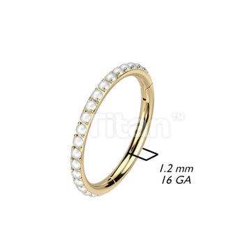 Implant Grade Titanium Hinged Segment Hoop Ring Lined With Outward Facing Pave Pearls - Image 4