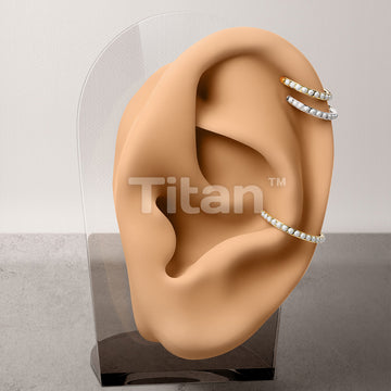 Implant Grade Titanium Hinged Segment Hoop Ring Lined With Outward Facing Pave Pearls - Image 5