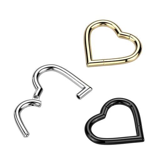 ASTM F136 Titanium Implant Grade Titanium Heart Hinged Segment Hoop Ring